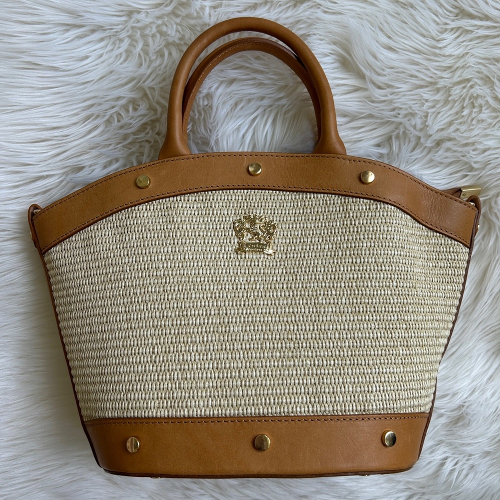 $395 Retail NWOT Pratesi Brown and Cream Women's Italian Tote Bag - Picture 1 of 10